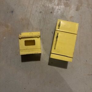 Vintage Fisher Price Little People Kitchen Stove Oven and Refrigerator